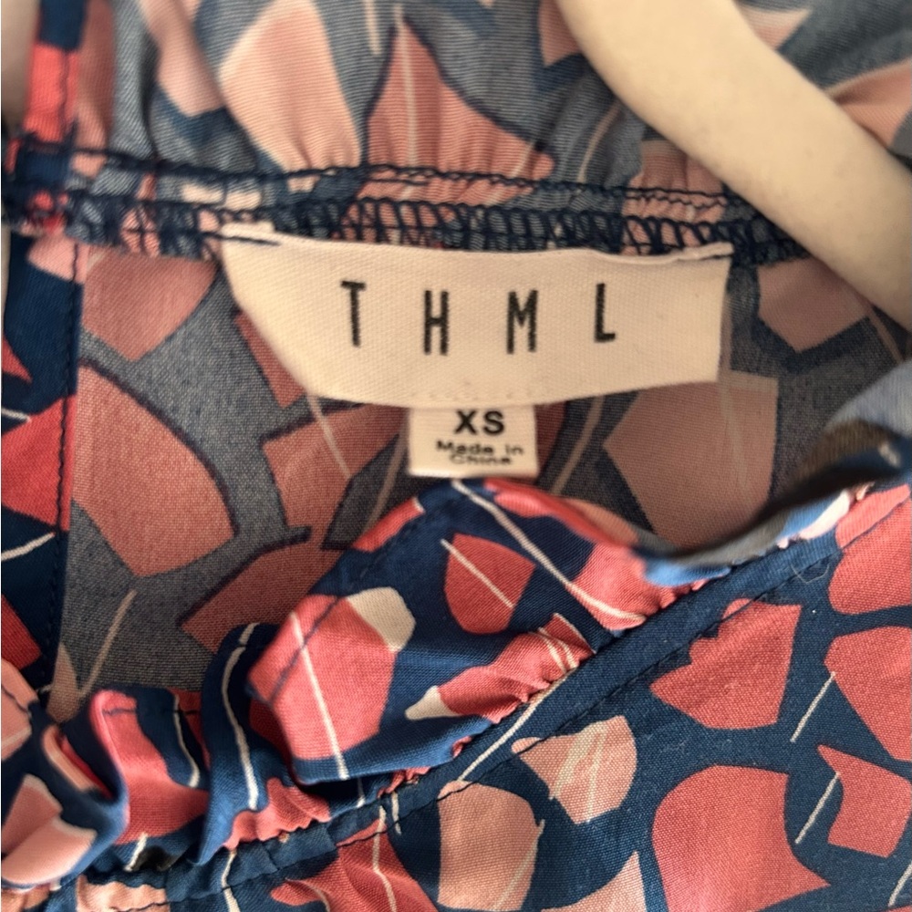 THML Navy and Pink Ruffle-Trim Sleeveless Blouse - Picture 4 of 4